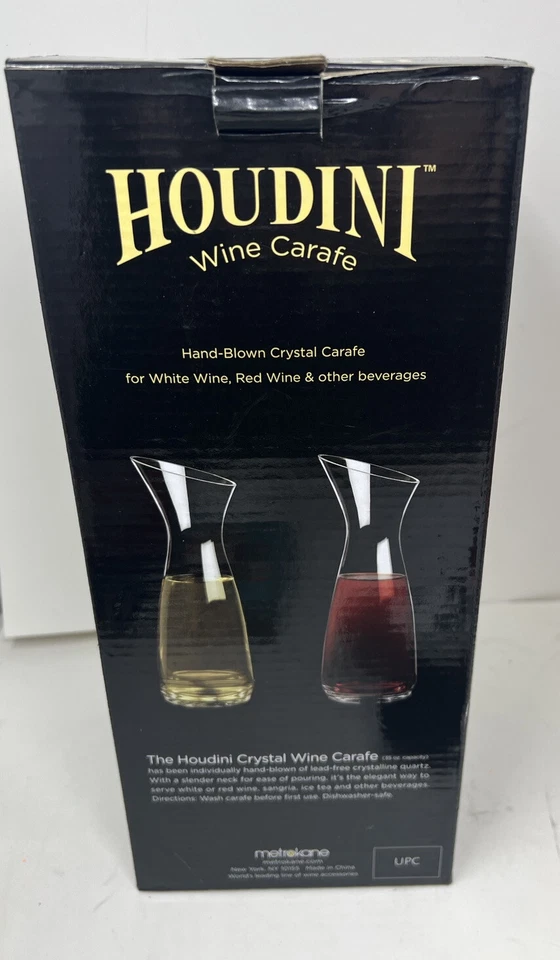 Jarra de vino de cristal The Houdini 35 onzas jarra soplada a mano Metrokane Foto 3 de 3