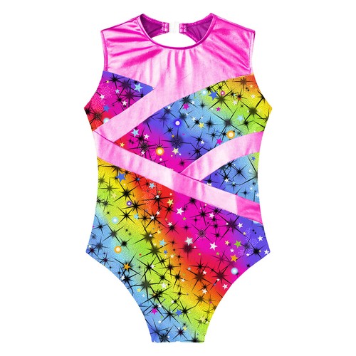 UK Kids Girls Gymnastics Ballet Dance Leotard with Shorts Sets Workout Dancewear - Picture 31 of 97