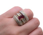 Sterling Silver Gold Plated Cubic Zirconia Dome Ring Size 8