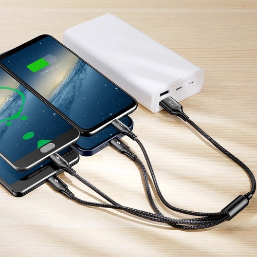 Multi Usb Charger Cable 2 Pack 4a/1ft 4 In 1 Usb Fast Charging Cable With Ip/ - Picture 3 of 7