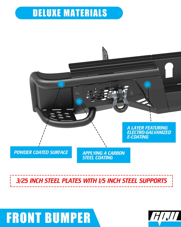 Rear Bumper For 2015-2019 GMC Sierra 3500HD Tow-Capable Bumper w/D-Ring Shackles Foto 3 de 4