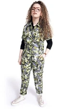 BP + WILDFANG Utility Short Sleeve Jumpsuit In Yellow Camo, Sz-S