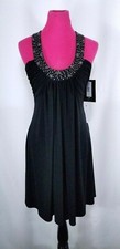 NWT JS Boutique Dress Size 6 Black Sleeveless Beaded Sequins Ruched