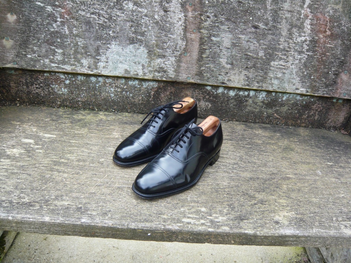 JOSEPH CHEANEY OXFORD SHOES VINTAGE BLACK LEATHER UK7 MENS 