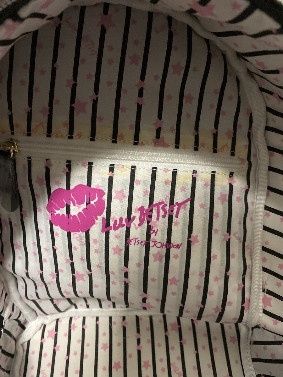 Luz Betsey By Betsey Johnson Pink, White & Black Cat Backpack Luv Betsey Johnson Pink Black Cat Backpack | eBay main image 3