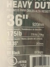 Duct Straps/ Heavy Duty/ 36IN. / UV Black / Pack of 50 /CAMBRIDGE