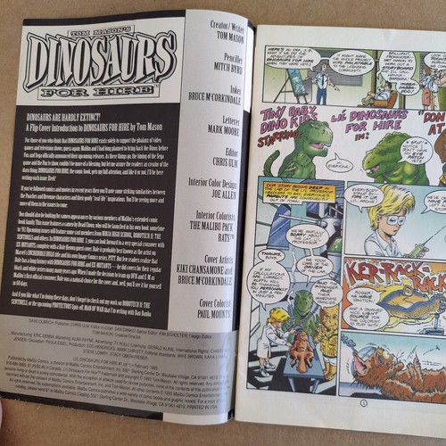 Malibu Comics Tom Mason's "Dinosaurs for Hire" #1 1993 Excellent Condition - Picture 5 of 6