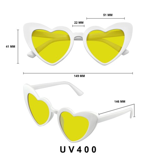 Sunglasses Heart Cat Eye Womens Retro Festival Color Tinted Lenses Cat