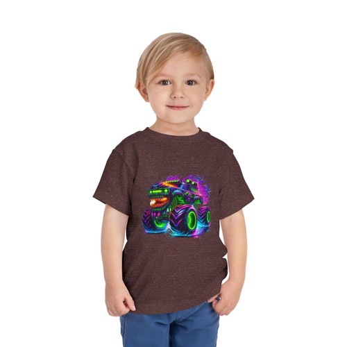 Vibrant Monster Truck Toddler Tee, Fun Kids Short Sleeve Shirt, Gift for Boys, - Picture 44 of 45