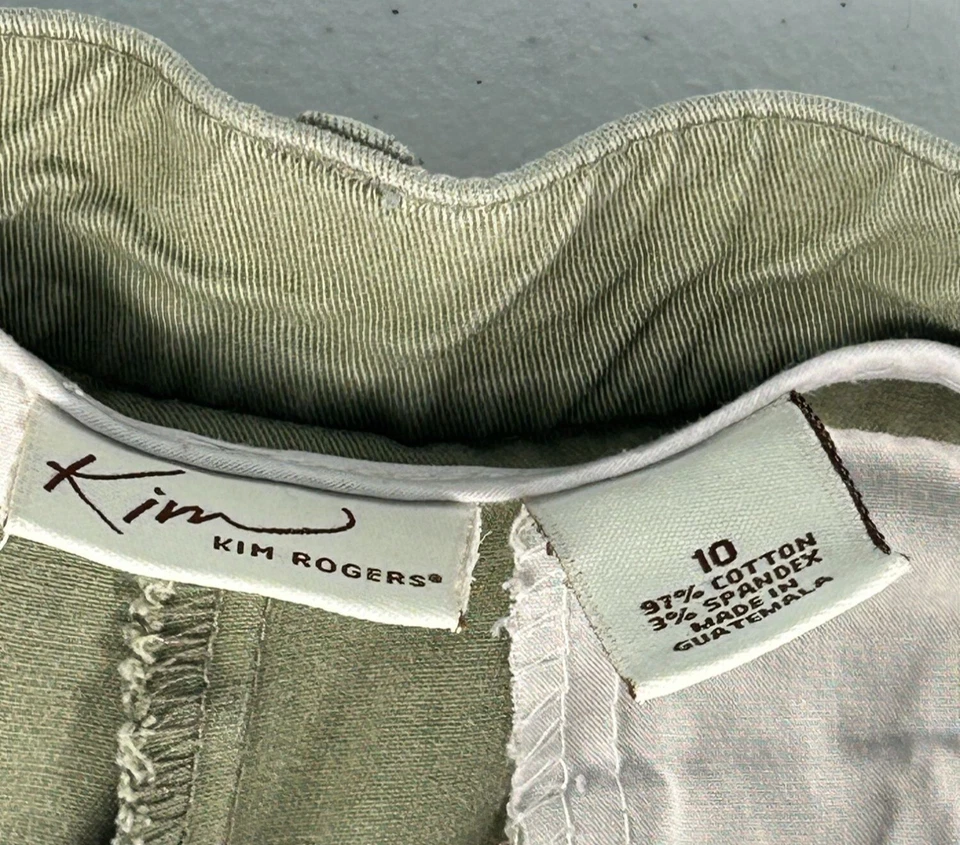 Pantalones Cortos Kim Rogers 9" Entrepierna Elastizados Para Mujer 10 Bolsillos Frontales Planos Verdes Exterior Foto 4 de 4