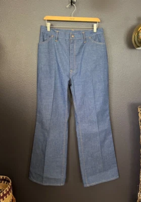 Vtg Levis Big E Bell Bottoms Denim Jeans USA Scovill Orange Tab 70s 32x31 Disco - Image 1 of 4