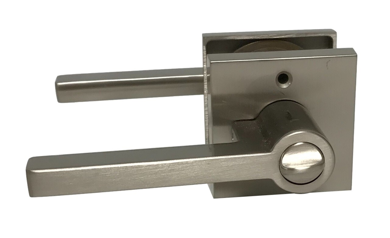Baldwin ENSQUCSR150 Square Single Cyclinder Key Entry Door Lever in Satin Nickel