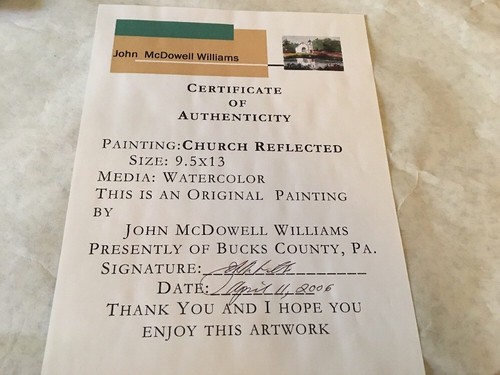 John McDowell Williams “Church Reflected” Signed Original Watercolor w/COA - Picture 10 of 10