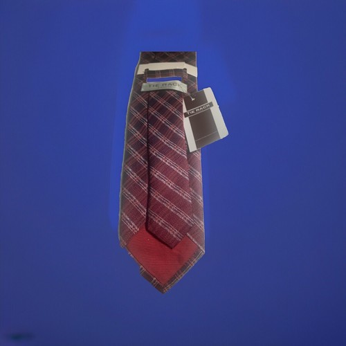 Men’s 100% Silk Necktie Made In Italy Tie Rack London Maroon White Striped - Picture 9 of 19