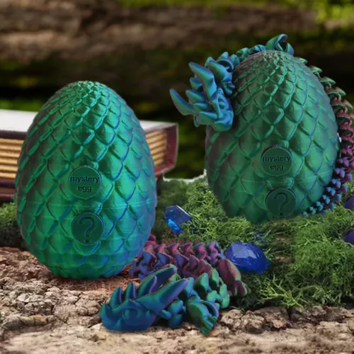 3D Printed Dragon Egg 12" Articulated Crystal Dragon Fidget Toy Figurine Decor - Picture 8 of 9