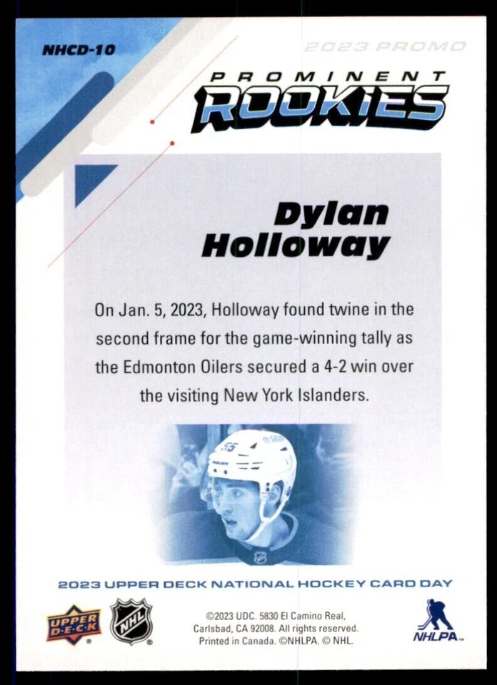 2023-24 Upper Deck National Hockey Card Day Dylan Holloway A Hockey Cards - Image 2 of 2