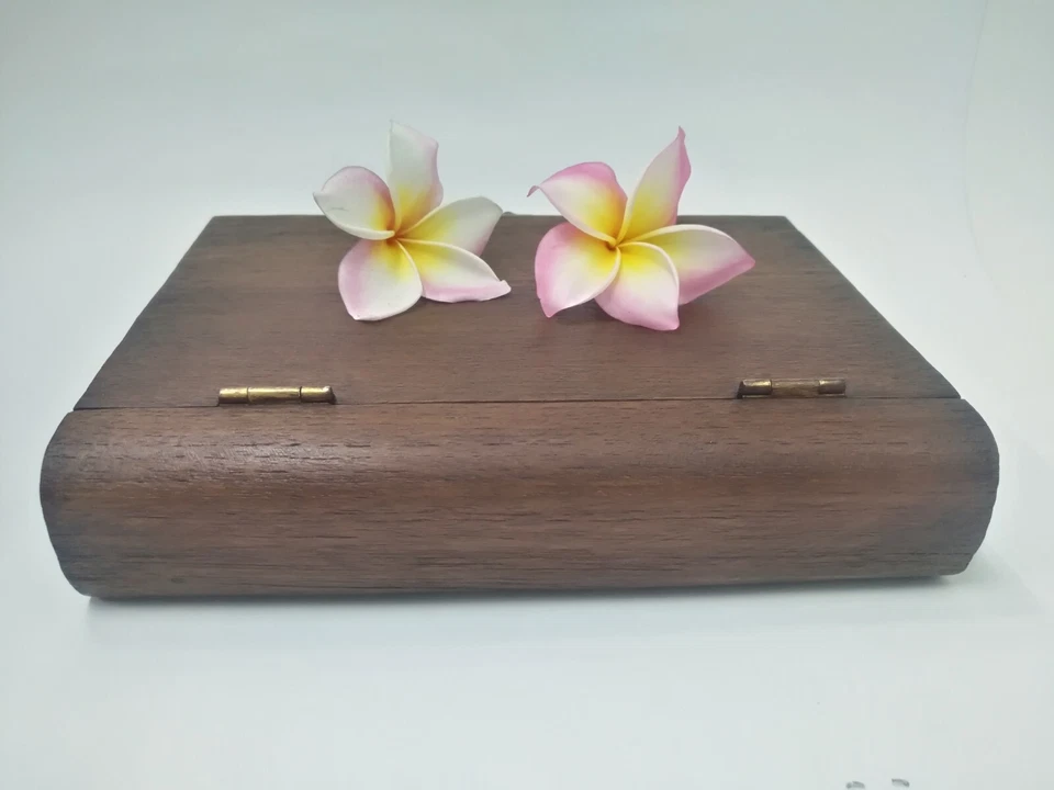 Wooden Box Book Shaped Teak Handmade Trinket Storage Collectibles Gift Vintage - Image 4 of 4