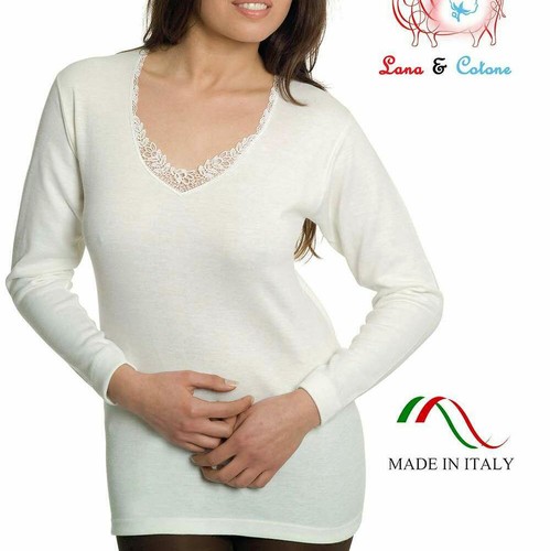 Maglia LANA FUORI COTONE SULLA PELLE uomo girocollo classica T-Shirt. Fdb40  - BodyLeoItaly.com