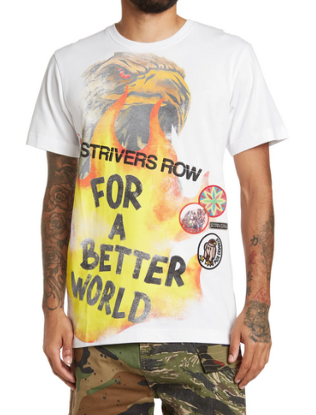 FILA T shirt STRIVERS ROW Davidson girocollo grafica bianca candeggina S nuova con etichette $85