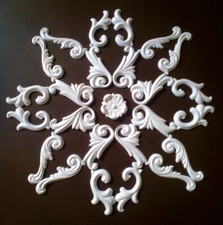 Stuck Ceiling Mirror Rose Alabaster Plaster Handmade - 58 X 58 Cm