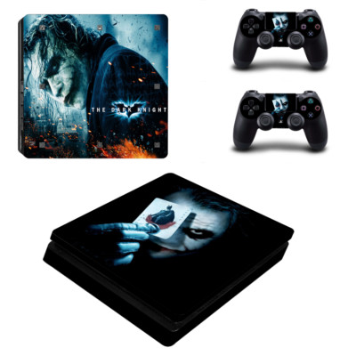 PS4 SLIM - Joker and Card Vinyl Protector Skin Sticker + 2 Controller Skins