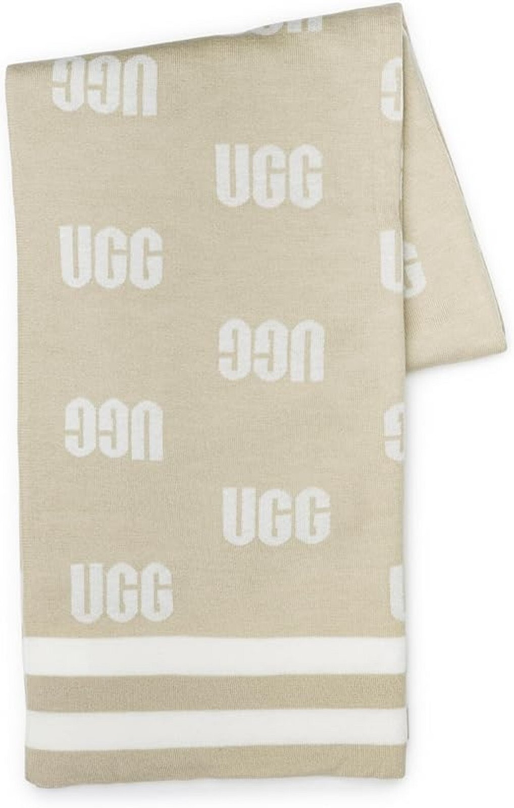 UGG GRAPHIC LOGO RUANA DRAPE PONCHO ONE SIZE SAND MULTI WOOL KNIT BLEND image 2