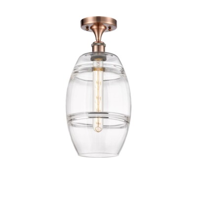 Innovations 516-1C Vaz 1Lt 8'' Semi-Flush, Copper/Clear - 516-1C-AC-G557-8CL