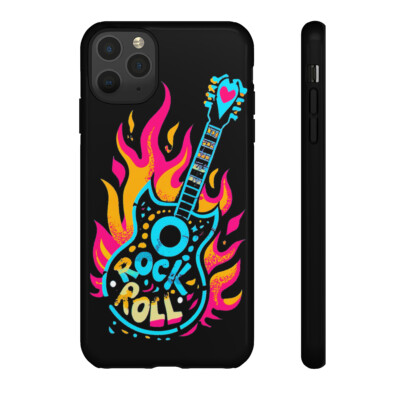 TOUCH PHONE CASES - All Models - Flaming Electric Rock n Roll Guitar
