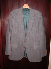 Blue Tweed Suit 38R Sportscoat 100 pure wool Sharp High quality custom tailored