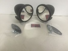 Pair 2 Round Bullet Gt Style Racing Exterior Mirrors - Black Jdm