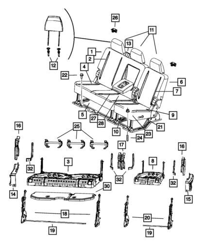 Protector de asiento trasero izquierdo para Ram 2500 2013-2018 (P/N 1RG84LU7AA)