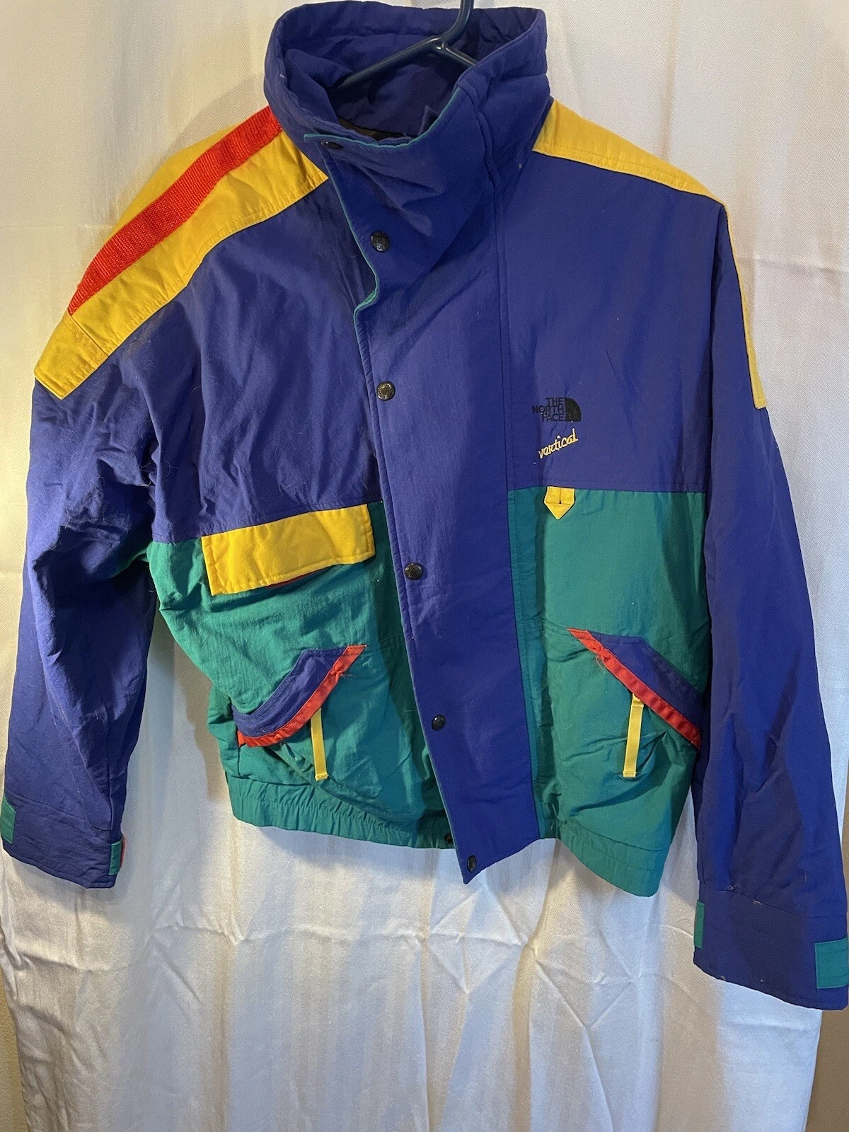 Vintage North Face VERTICAL GORE - TEX Snow Jacket Shell MEDIUM Button ZIP 2/88