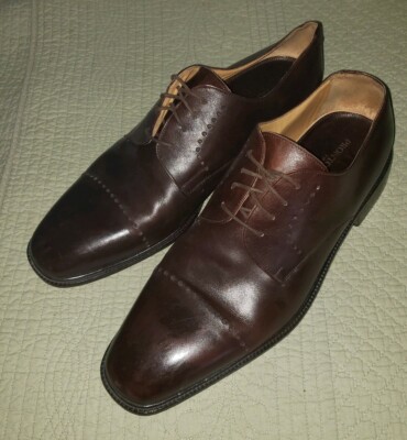 Pronto Uomo Firenze Italy brown leather cap toe dress shoes  display picture 1