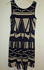 LIZ CLAIBORNE Black/Tan Sleeveless Nice Dress With Pleats - Size 4