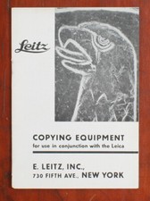 LEITZ NY LEICA COPYING EQUIPMENT SALES BROCHURE, 1937/151098