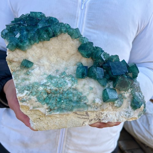 9.9lb NATURAL Green Cube FLUORITE Quartz Crystal Cluster Mineral Specimen - Picture 4 of 7