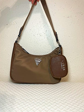 GUESS Brown Small Crescent Shoulder Bag Zip Closure w/ Matching Pouch