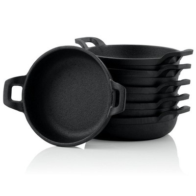 BBQ-Toro Gusseisen Grillpfännchen (6-er Set) | Ø 13 cm | Bereits eingebrannt
