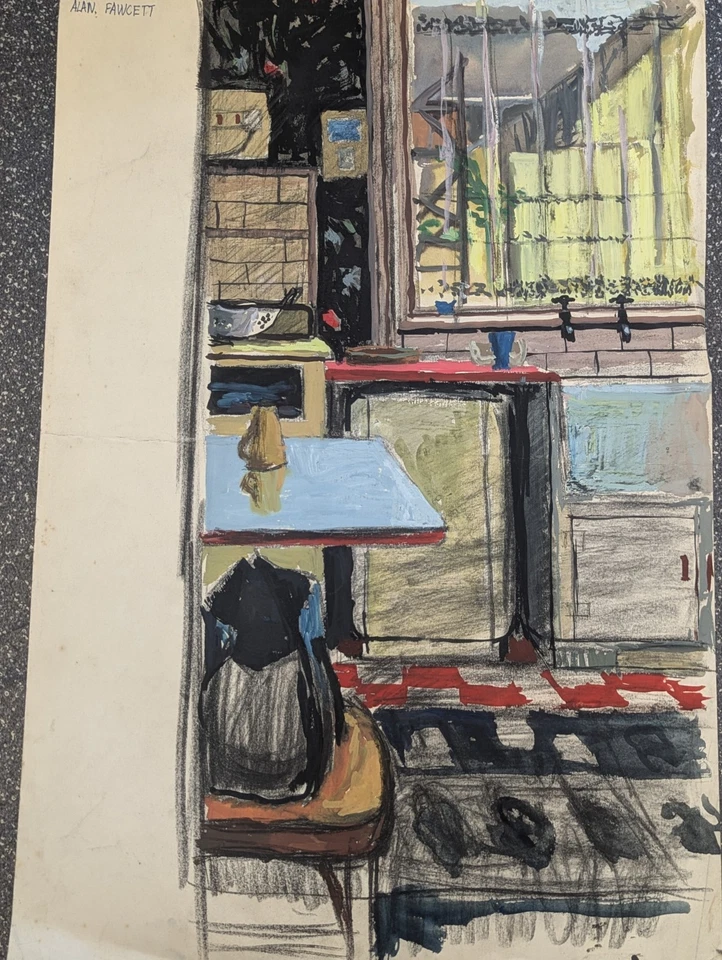 1960s Original gouache & charcoal & pencil painting by Alan Stuart Fawcett RA - Image 4 of 4