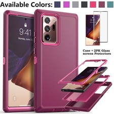 For Samsung Galaxy Note20 Ultra 5G Case Rugged Heavy Duty Cover Tempered Glass
