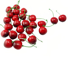 20PCS Realistic Artificial Cherries, Fake Fruit Decor - Lifelike Red Cherry for