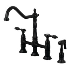 Kingston Brass KS127.TALBS Tudor 1.8 GPM Bridge Kitchen Faucet - - Black