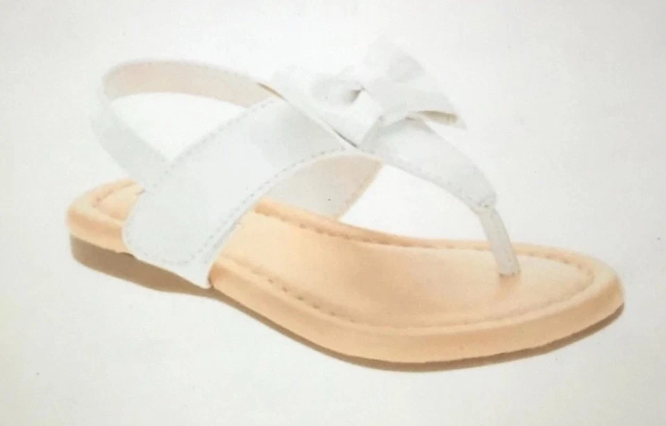 Sandalias chanclas niñas infantes pequeñas charol blanco bebé Heathtex talla 6 Foto 3 de 4