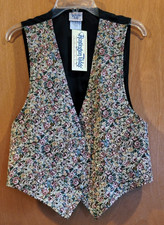 NWT Vintage Fashion Button Vest Tapestry Fabric - Roses - Size Medium