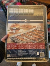 Usa Pan Commercial Bakeware Baking Pan & Rack Set 12 X 17 New