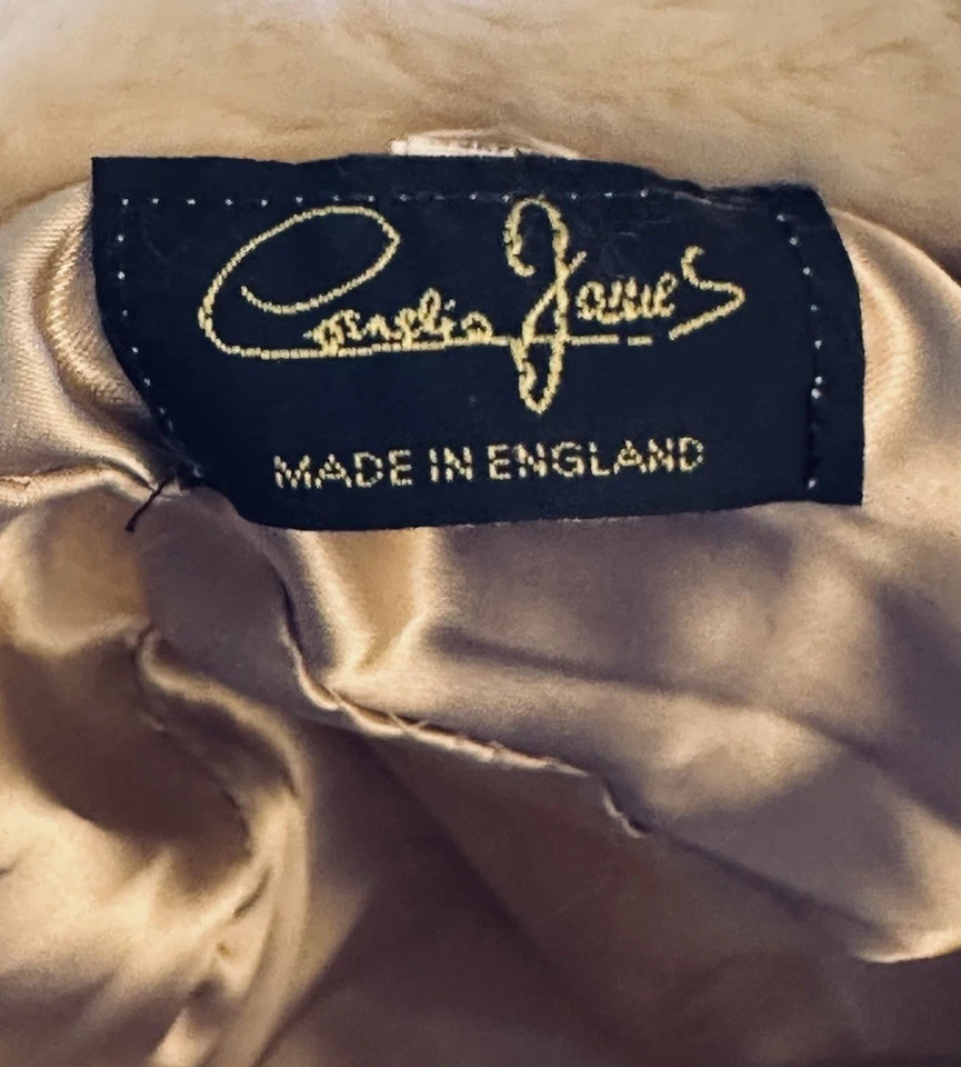 复古 Cornelia James 女式人造毛皮桶帽奶油色缎面衬里华丽 — 第 4/4 张图片