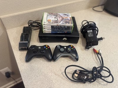 Microsoft Xbox 360 Slim 250GB Plug & Play Bundle   Halo 6 Game Lot W/ 1 Battery