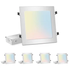 4-Packs 11 inch Square Recessed Light: 3 Color Temperature Selectable & Dimma...