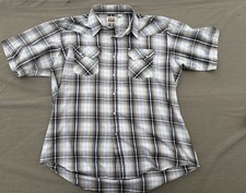 Ely Cattleman Shirt Mens XL Western Pearl Snap Tan Plaid