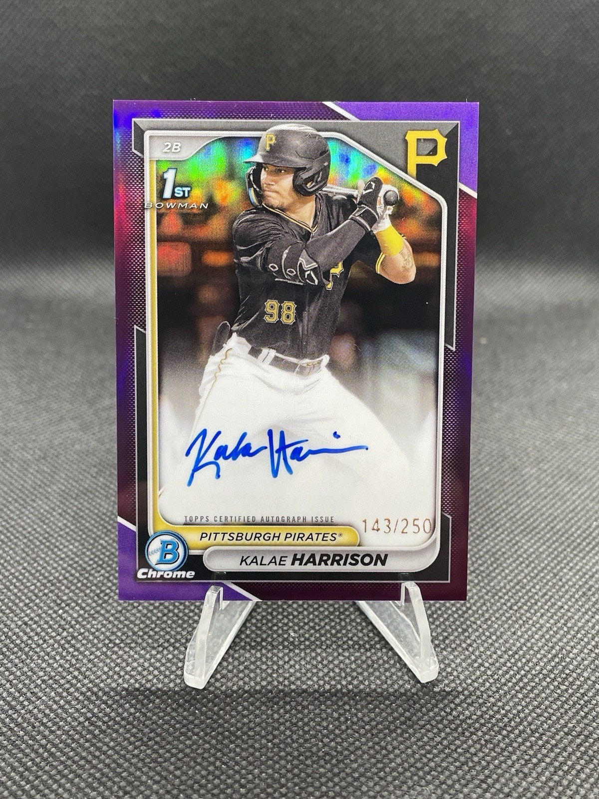 2024 Bowman Chrome 1st Kalae Harrison Refractor Autograph Purple /250 Pirates